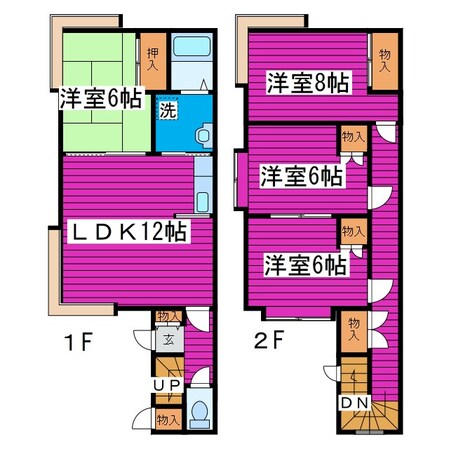 麻生駅 バス20分  麻15　花畔団地線　花川南1条5丁目下車：停歩2分 1-2階の物件間取画像